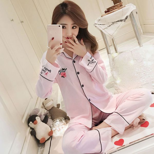 

2019 new women's pajamas suit and pant pajama sets female loose pijama sleepwear pyjamas women satin pajamas femme home suit, Blue;gray