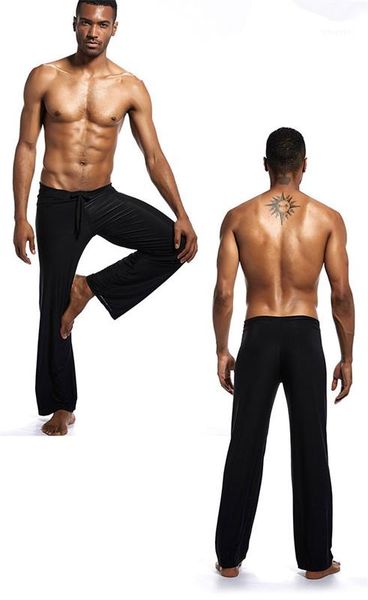 

plus size soft comfortable casual mens sleepwear loose extended yoga pants solid color cool mens sleep bottoms, Black;brown