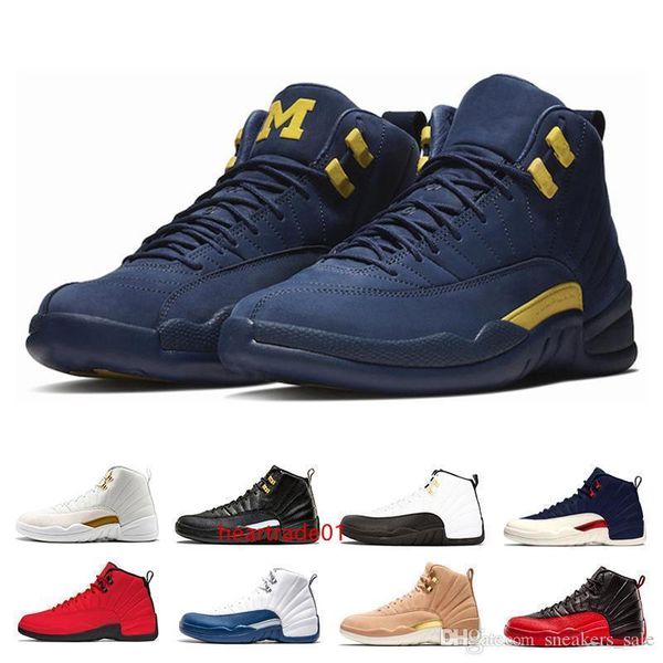 

michigan basketball men designer shoes 12 lemonade bordeaux dark grey flu game 12s mens trainers zapatos sports sneakers size eur 36-47
