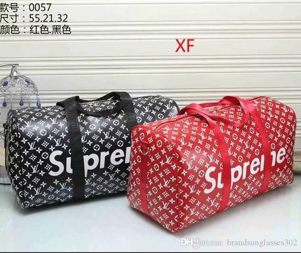 

luxury womens louis vuitton lv supreme designer large capacity travel bags men shoulder duffel bags on luggage, White;black