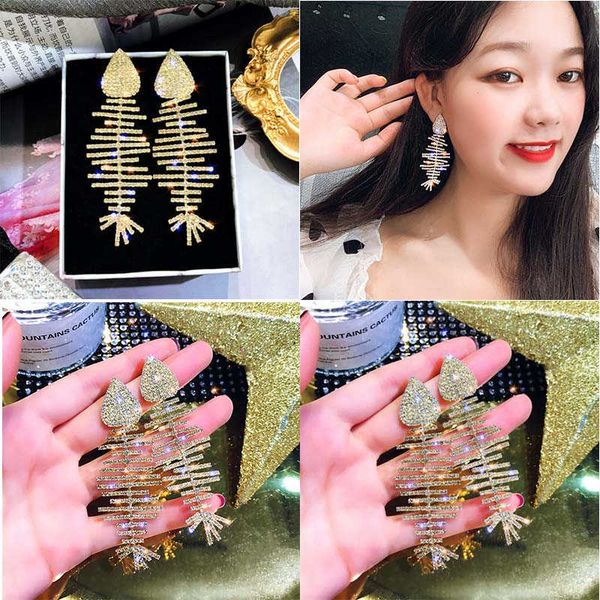 

creative fish bone hoop earrings women jewelry a pair/set silver gold color