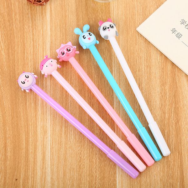

5pcs/lot cartoon emoticons gel pens for kid baby toy gift creative writing handle pens cute office stationery school supplies