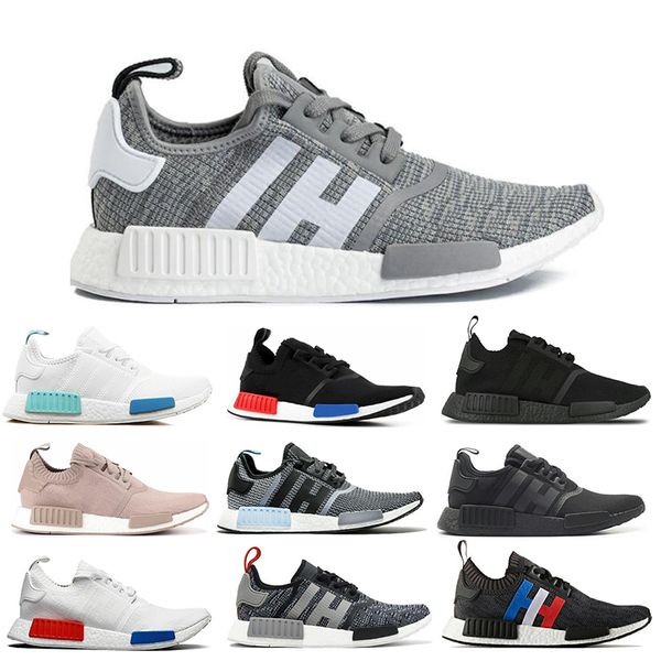 

nmd r1 men running shoes primek classic oreo triple black white pink grey mens womens runner trainers sports sneaker size 36-45, White;red