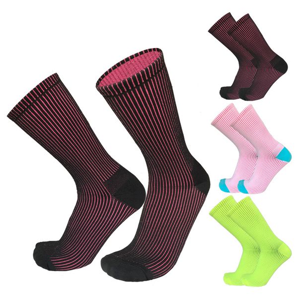 

new two in one double color sports cycling socks men women white surface pink inside running road bike socks, Black
