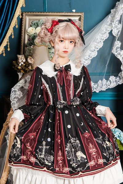 

2019 new leopard has a cat original lolita~rose branch op, Black;red