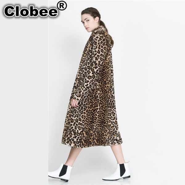 

2019 leopard faux fur coat long female manteau femme hiver fake fur jacket winter jacket women with woman clothes 6xl, Black