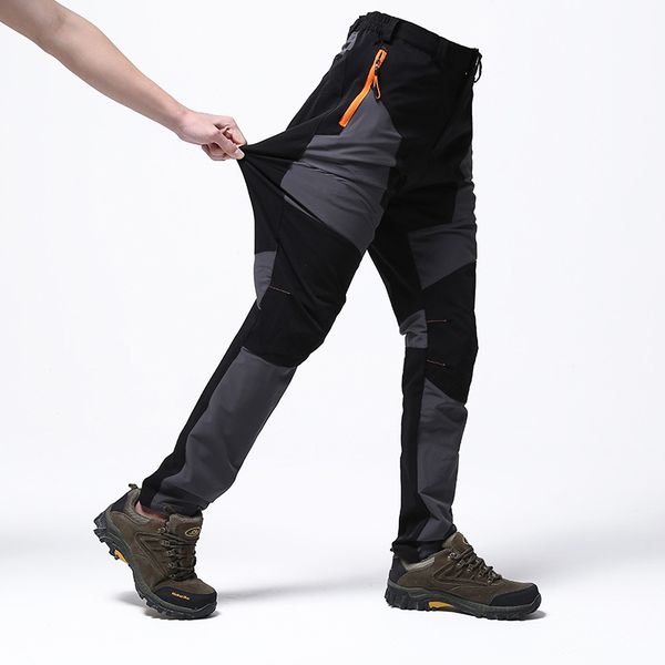 

agekusl men elastic water resistant running pants breathable durable sports hiking camping cycling bike bicycle pant trousers, Black;blue