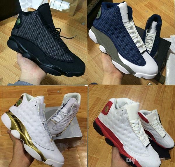 

2019 13s og black cat basketball shoes 3m reflect for men sports training sneakers blackcat big kids shoes 36-47