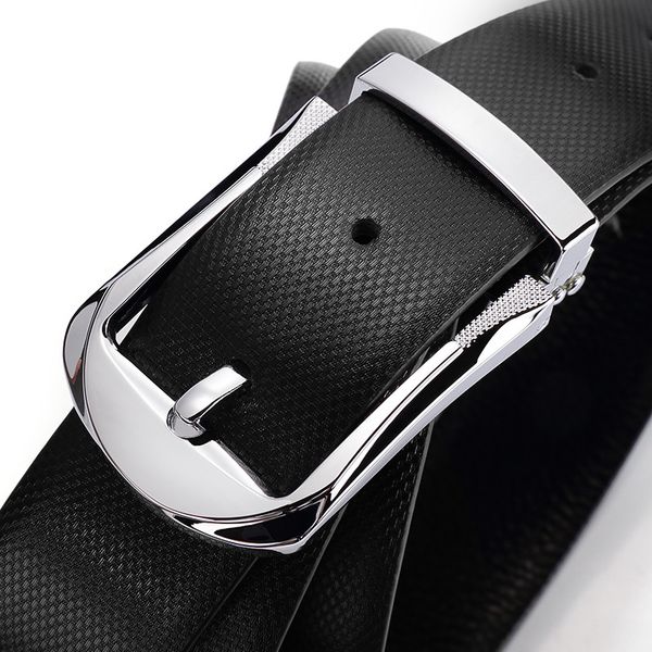 

business men's formal belt genuine leather pin buckle belts luxury quality designer belt mens fashion gifts 2019, Black;brown