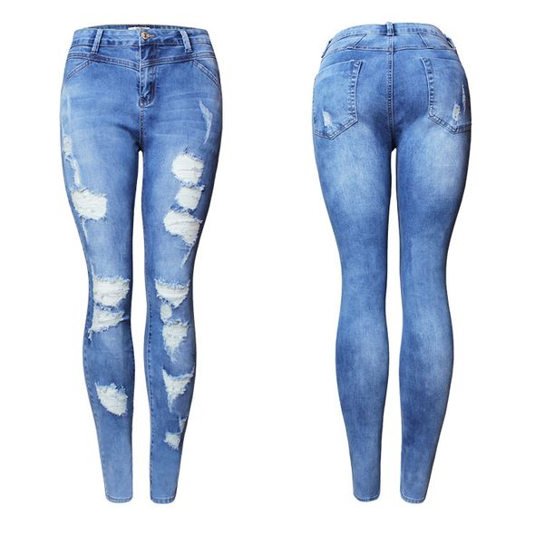 

ultra stretchy blue tassel ripped jeans woman denim pants trousers for female pencil pants skinny jeans