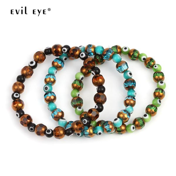

evil eye charm bracelet plastic glass beads 8mm 6mm blue evil eye beaded bracelet 2019 fashion jewelry gift for women men ey6245, Black