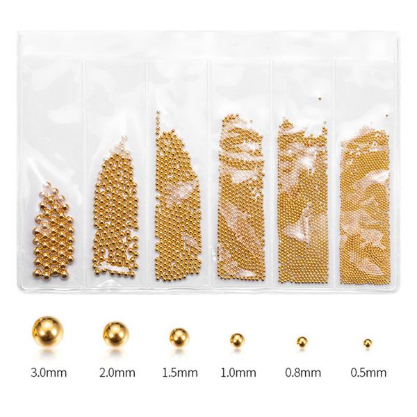 

6 grids/pack crafts studs glitters nail caviar beads fine art easy to use mixed decoration charm 3d steel manicure accessories, Silver;gold