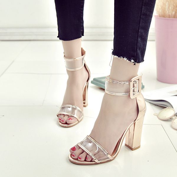 

women fashion sandals thick heel hollow open toe transparent suede summer gladiator sandals dress shoes eu43, Black