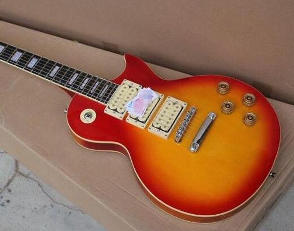 

2015 quality custom electric guitar,3 piece pickups,cherry red burst