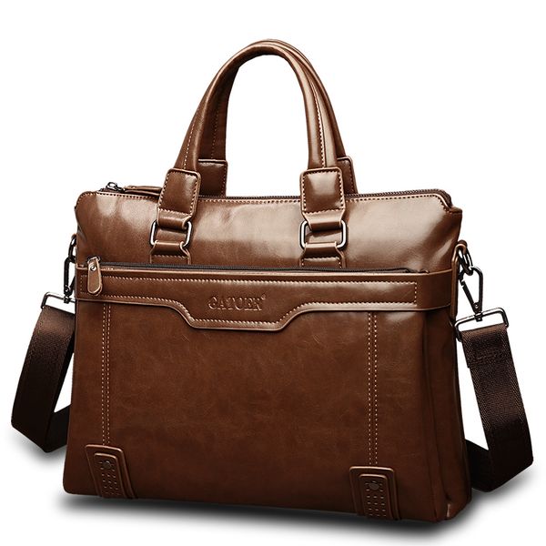 

2019 new natural genuine leather men's briefcase fashion large capacity business bag black male vintage shoulder lapbag