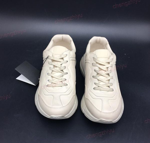 

mens rhyton casual shoe trendy dad sneaker paris dancing streetwear early spring women thick bottom sports leather sneakers with box cs02, Black