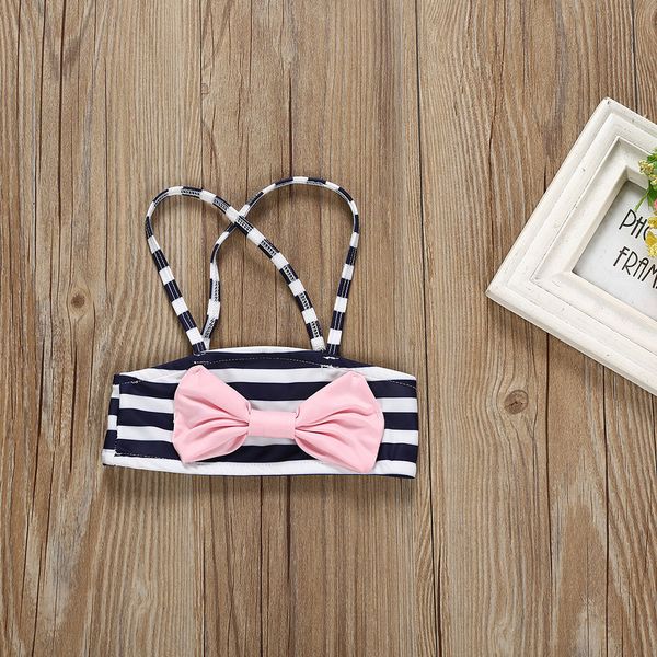 

toddler kids girl tankini swimwer set 2019 summer new black striped bowknot two pieces swimsuit bathing suit beachwear 5.28, White