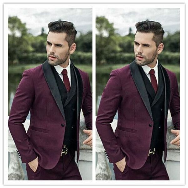 

handsome one button groomsmen shawl lapel groom tuxedos men suits wedding/prom/dinner man blazer(jacket+pants+tie+vest) a588, Black;gray
