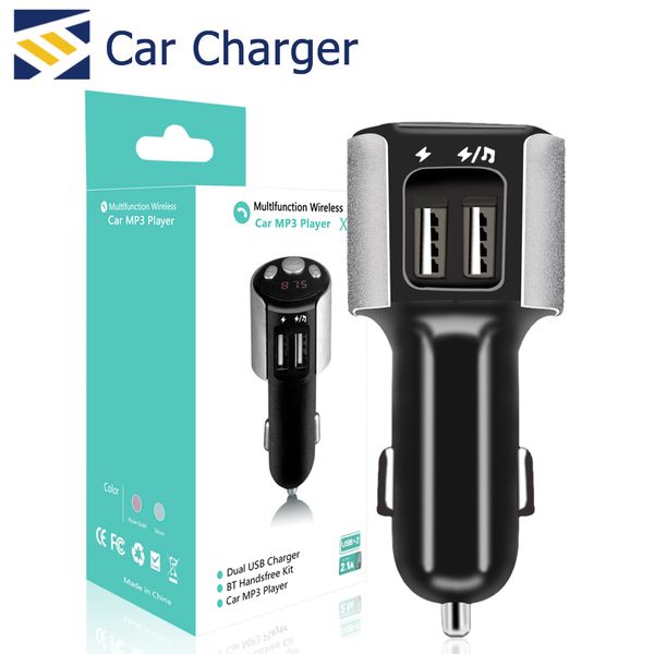 

x10 universal car charger dual usb port wireless bluetooth portable travel charger adapter for samsung s10 s8 7 6 note10 huawei nokia phone