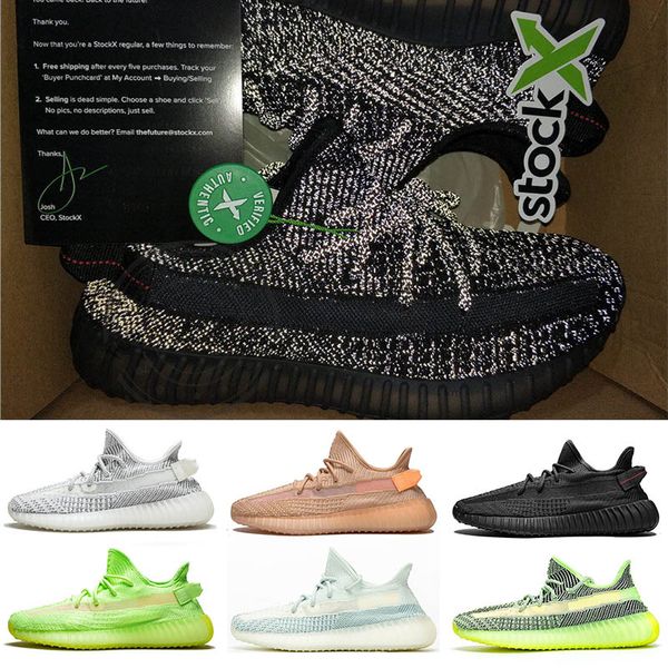 

3m static black v2 kanye west men women running shoes gid glow clay synth blue tint sesame antlia zebra trainers sports sneakers