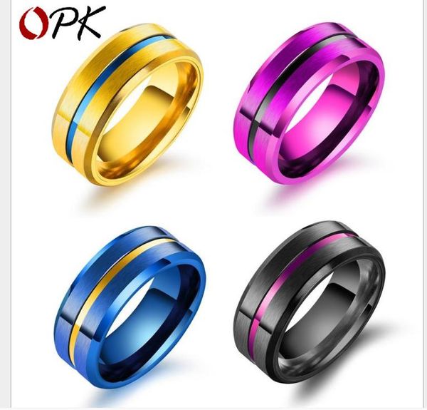 

jewelry men's rings color fashion classic titanium steel groove ring lettering