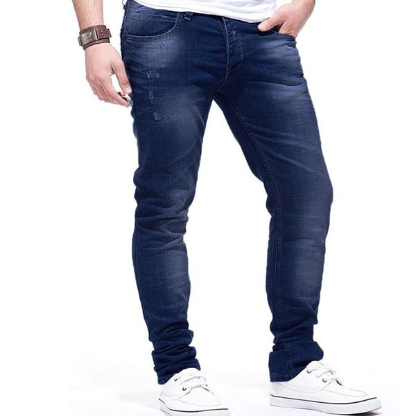 

2019 autumn new style ouma men casual slim fit -large size blue straight-cut jeans