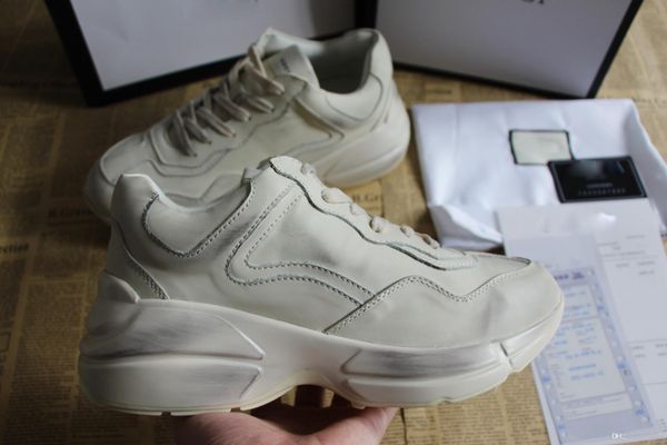 

fashion mens womens designer brand casual shoes rhyton sneaker thick sole and bulky construction sneaker for men women size 34-46, Black