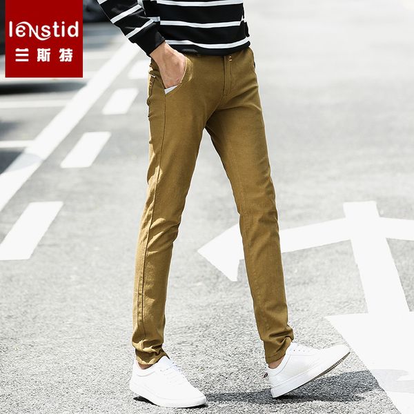 

lenstid brand trousers 2019 spring casual pants men slim fit high quality fashion male bottoms clothing mens suits with pants, Black