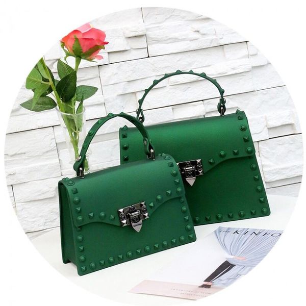 

2019 new women messenger bag luxury rivet handbags women bag designer jelly fashion shoulder female pvc leather handbags