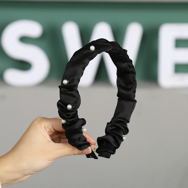 

khaki daily face wash hair bundle headband with litter pearl alice band cerchietto aliceband pom pom hair band hairbands comecase oudec, Black;brown