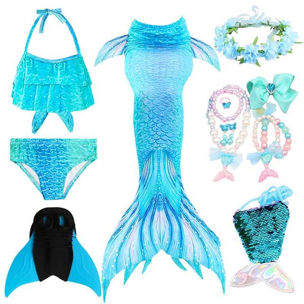 

mermaid tails for swimming girl swimsuit 2020 kids swimwear girls bathing suit summer girls clothes swimming flippers, White