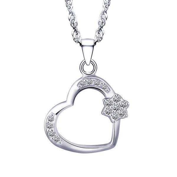 

sparking micro-paved cz heart pendant 925 silver not fade women necklace anniversary jewelry