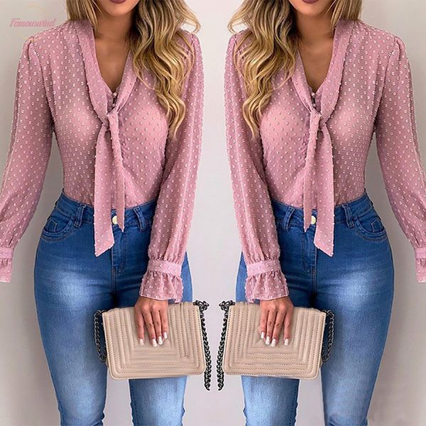 

elegant women autumn fashion long sleeve v neck shirt office blouse slim casual female plus size chiffon blouses, White