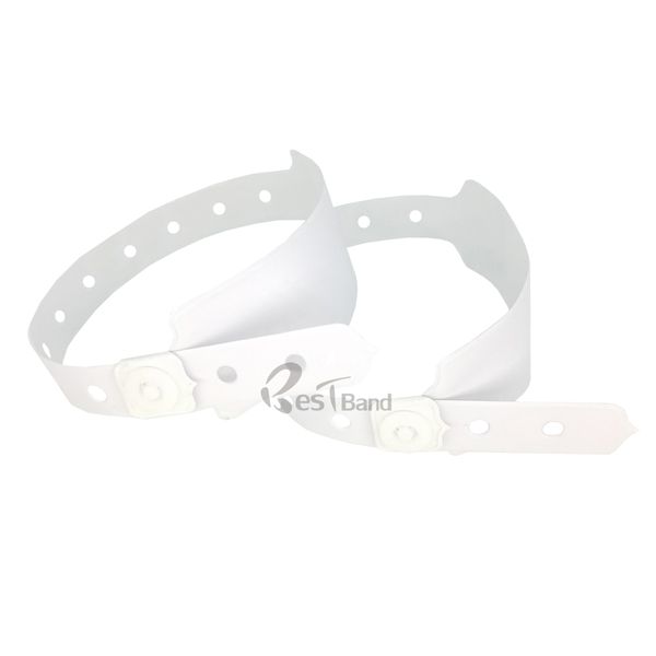 

100pcs white color pvc material custom vinyl wristbands for events, waterproof id band for waterpark, l wristbands other event