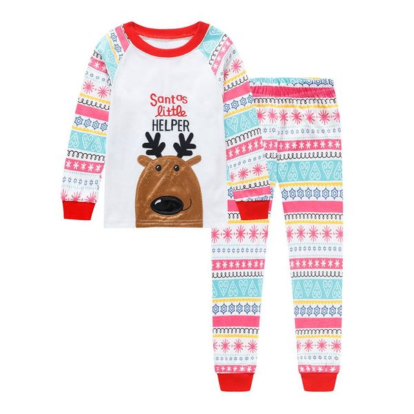 

arloneet christmas kids clothing new year santa claus kids homewear baby boy girl cartoon deer pajama set xmas outfits jxm z1121, White