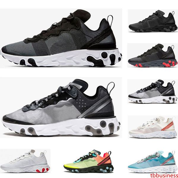 

2019 react element 55 87 running shoes for mens womens white black royal tint blue desert sand mens trainers sports sneaker size 36-45