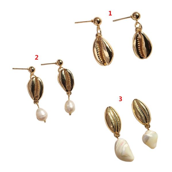 

ear stud jewelry earrings shell natural fashion trend personality women lady summer elegant luxury pearl irregular decoration, Silver