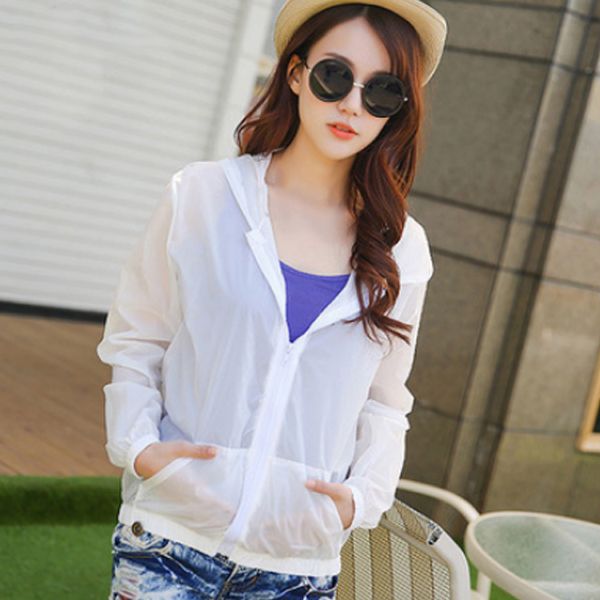 

droppshiping women sun protective coat candy color long sleeves hooded zipper thin breathable coat bfj55, Black;brown