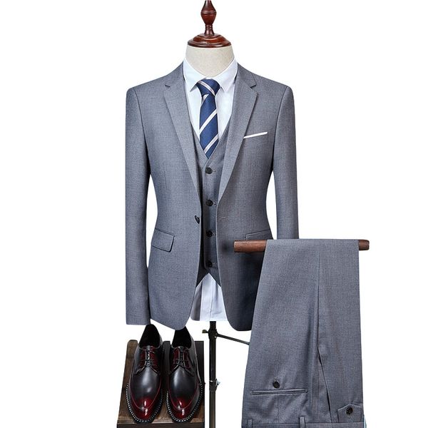 

mens wedding prom suits 1 button slim fit 3 pieces blazer suit formal business blue tuxedos suits for male plus size s-5xl, White;black