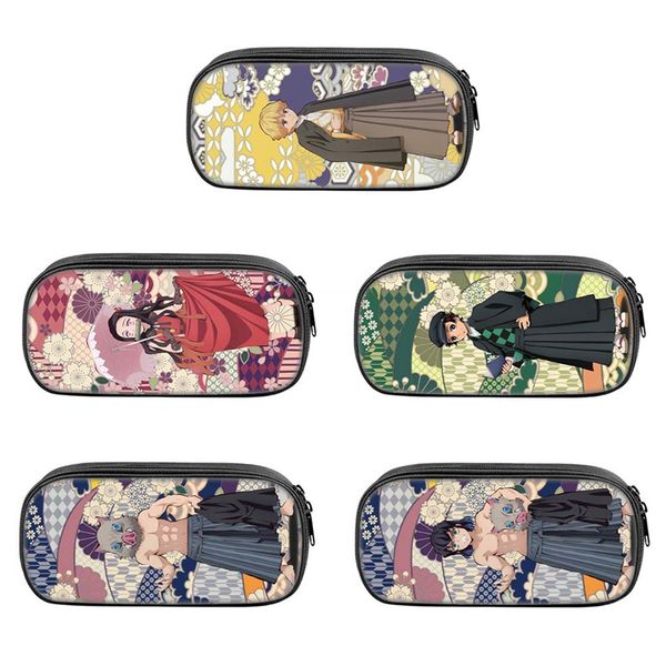 

1pcs аниме demon slayer kimetsu нет yaiba симпатичного printed zipper pen сумка круглого прекрасный пенал канцелярские коробки хранение пода