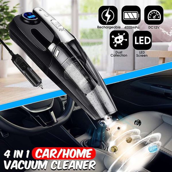 

4-in-1 4000mpa car handheld vacuum cleaner & digital tire inflator pump pressure gauge led light vacuum cleaner for home auto