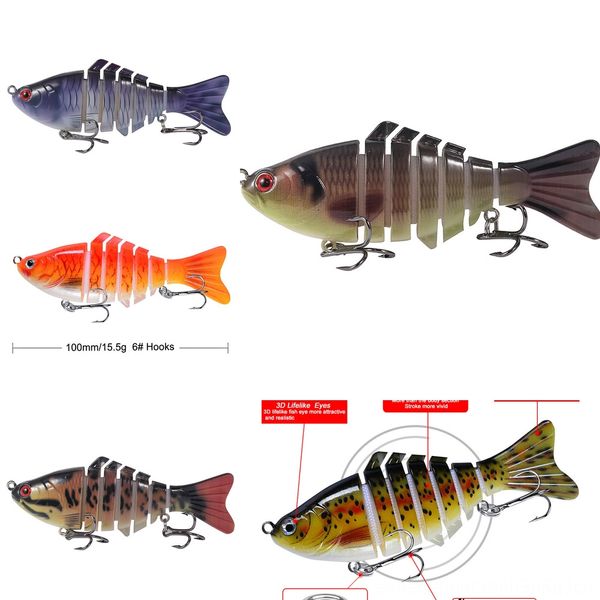 

fcflb fake luya hard bait 10cm 15g built-in steel ballbait long sfishing bait bionic