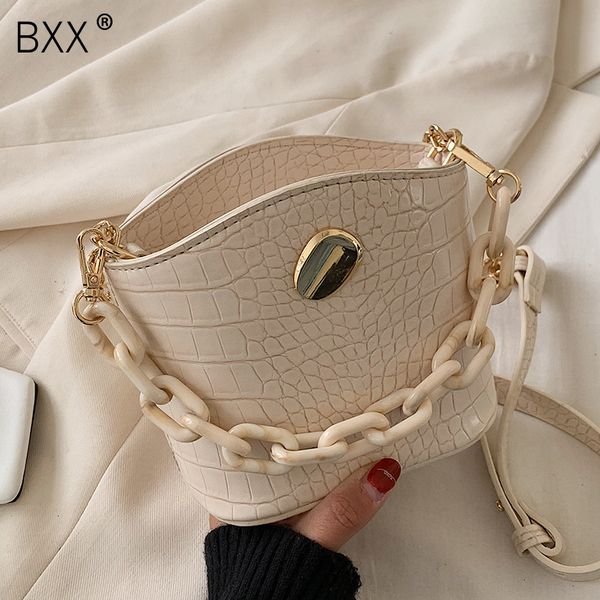 

bxx] chain leather color crossbody bucket bags for women 2020 lady fashion shoulder messenger handbags summer travel bag hl759