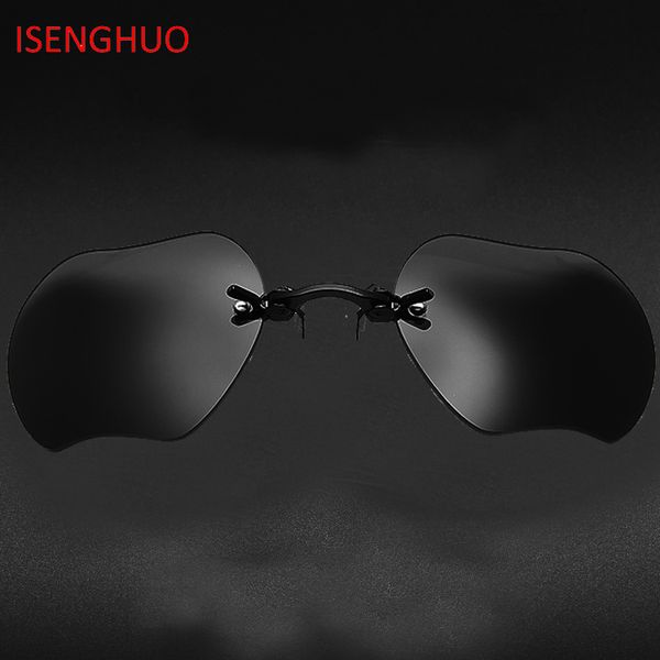 

isenghuo mini clip on nose sunglasses men uv400 vintage round sun glasses hacker empire matrix morpheus rimless guy's sunglasses, White;black
