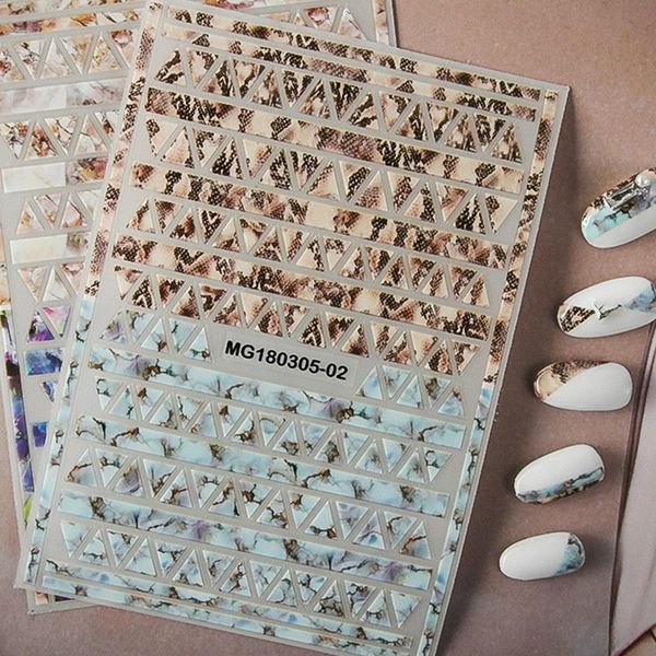 

1 sheet snakeskin 3d nail art transfer stickers marble stone grid nail designs japanese accessoires for decorations, Black