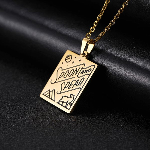 

eueavan 5шт / серия strip ложка копье cactus из нержавеющей стали ожерелья золота ожерелья женщины мужчины кулон подарок для друга оптового, Silver