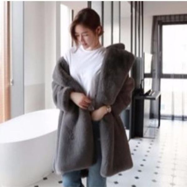 

vetement 2019 winter women's faux fur coat artificial fur overcoat furry jacket femme plus size furry fake outwear z287, Black
