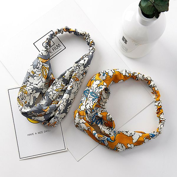 

fashion retro cross print headband headdress simple small fresh headband hair band women girls striped headwear accessories