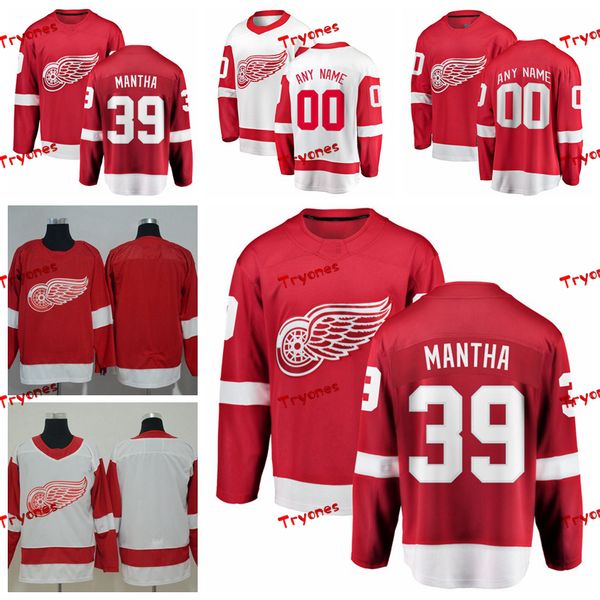

2019 detroit red wings anthony mantha stitched jerseys customize home red shirts #39 anthony mantha hockey jerseys s-xxxl, Black;red