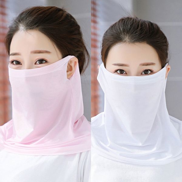 

1ze83 stock, summer cycling facemask face mask cool ice silk outdoor sports scarf breathable cycling half neck anti-uv fishing, Black